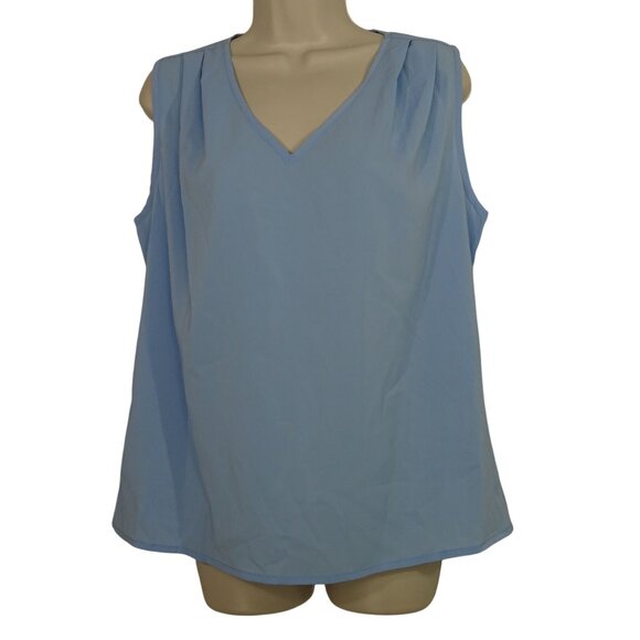 Shein Blue Sleeveless VNeck Tank Top Women Size L 8 10  Contemporary Office Chic - Picture 1 of 8